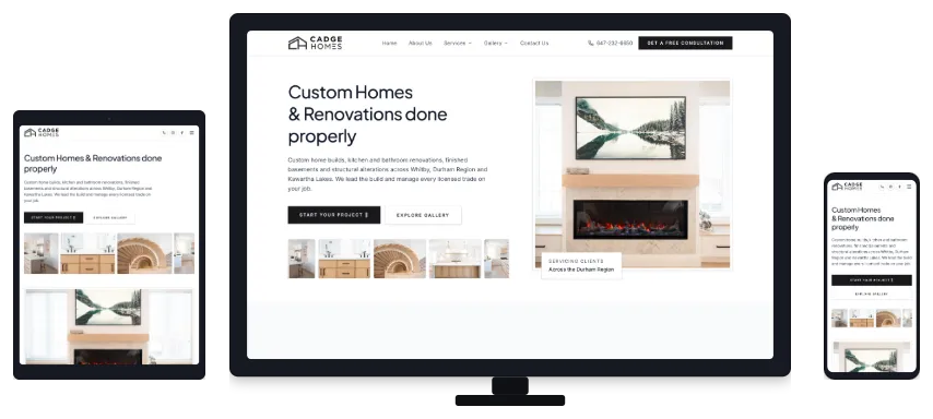 Cadge Homes website design