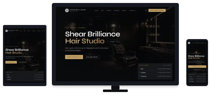 Shear Brilliance website design